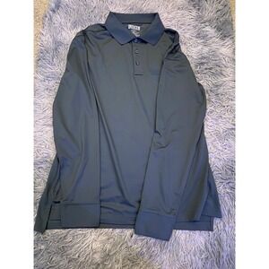 Duluth Trading Co. Mens medium Long Sleeve Polo Shirt Gray Pocket Work Casual